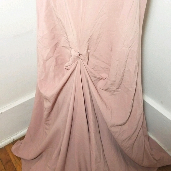 Jenny Yoo Delaney Bridesmaid Blush Rose Petal Dress Maxi V Neck Low Back Bow - Picture 10 of 12